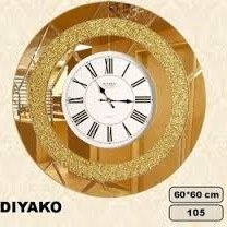 ساعت دیواری آینه ای گرد _ طلایی برند دیاکو