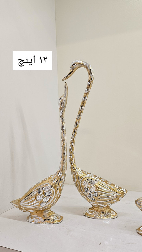 قو جفتی دکوری _ قو 12 اینچ آلمینیومی _ قو جفتی برنجی _ قو دکوری