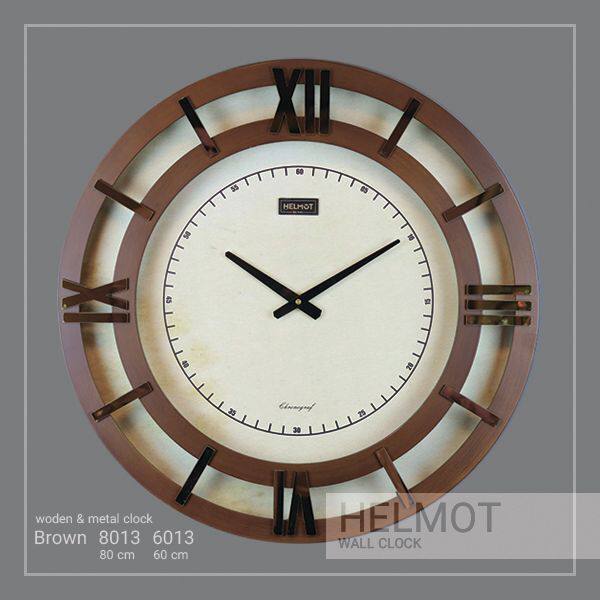 ساعت دیواری گرد هلموت قطر 80 کد 8013 _ ساعت دیواری گرد _ ساعت دیواری قطر 80 _ ساعت دیواری گرد قهوه ای