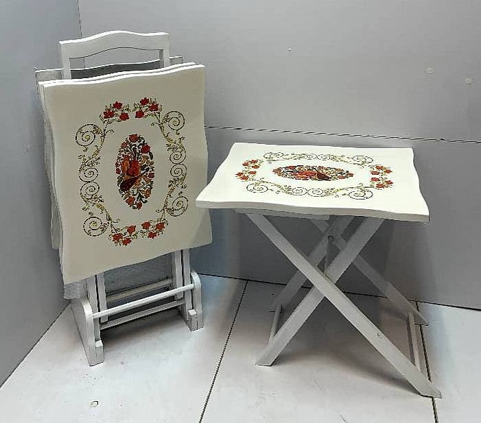 میز عسلی تاشو سفید طرح گیتار